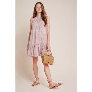 Anthropologie‎ Pink Floral Sleeveless Natalie Dress Sz. L